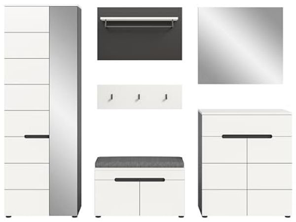 Garderoben-Set >Canu< in Basalt Grau / Weiß - 255x190x37cm (BxHxT) Bild 4
