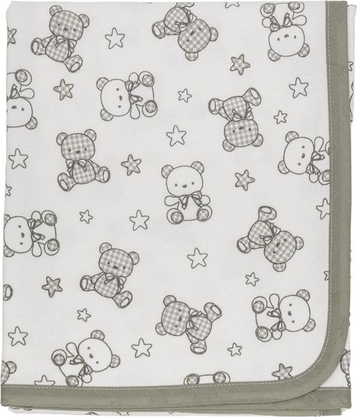Ti TIN | weiche, saugfähige Babydecke, 80x75 cm | Krabbeldecke aus 100% Baumwolle mit doppellagigen Stoff, Babydecke fürs Auto, Wiege, Kinderwagen, Babyschale, etc,Motiv: Teddy-Bär, Farbe: braun