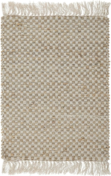 Teppich beige 50x80 cm kariertes Muster Kurzflor zweiseitig ZERDALI