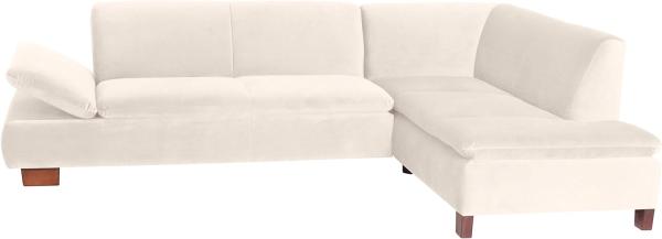 Terrence Ecksofa Samtvelours Creme Buche Nussbaumfarben