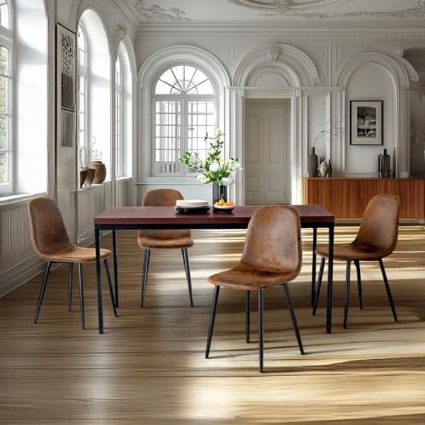FurnitureR Beistelltisch 120 x 70 x 75 cm | EXTRA-Dicke Platte 3,8 cm | Metallgestell schwarz matt | Eichenoptik Dunkelbraun