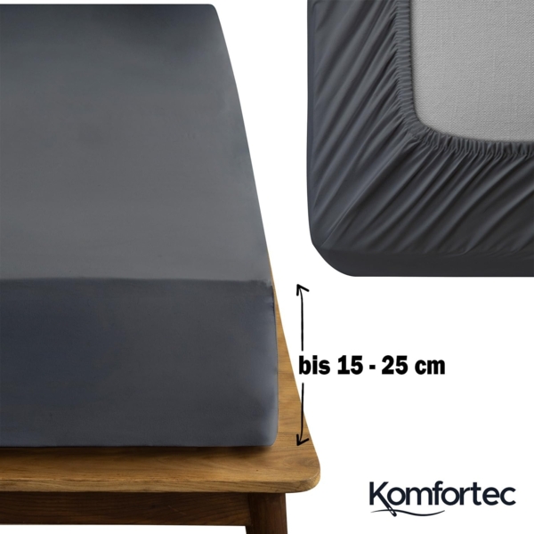 Komfortec Jersey Spannbettlaken 200x200 cm, 100% Baumwolle, Anthrazit Bild 4