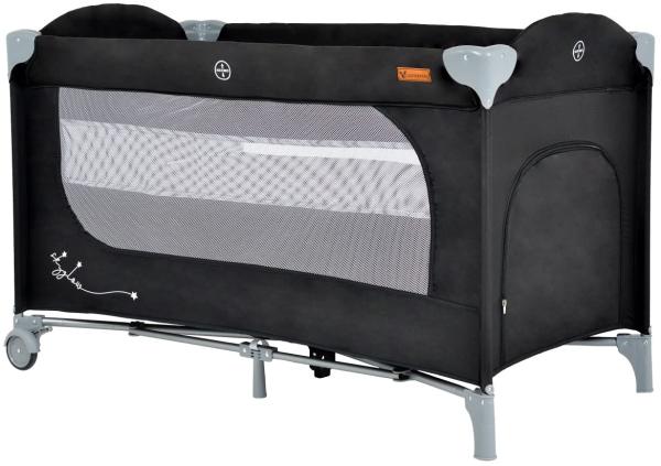 Cangaroo Reisebett Skyglow 2 Ebenen Räder Matratze Seiteneingang Tasche Bremsen schwarz