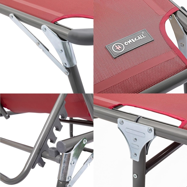 HOMECALL Aluminium-Klappliege, Textilene-Gewebe, 200x70 cm, Max. Tragkraft 150 kg - Rot Bild 7