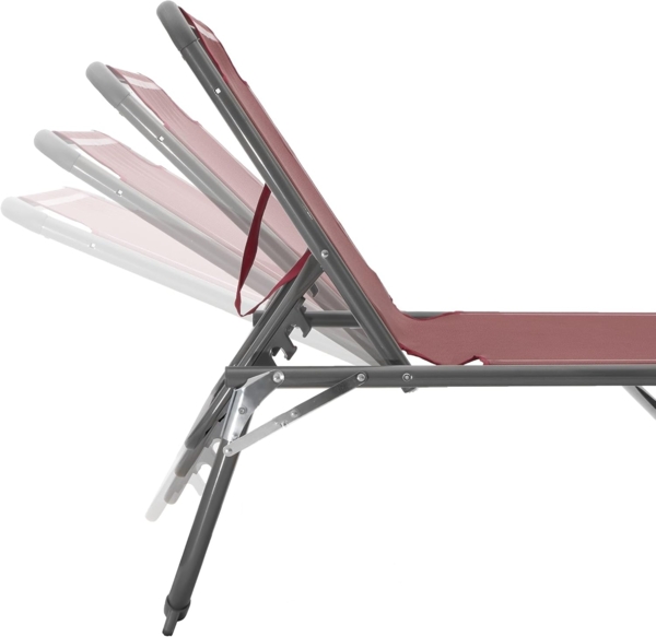 HOMECALL Aluminium-Klappliege, Textilene-Gewebe, 200x70 cm, Max. Tragkraft 150 kg - Rot Bild 5
