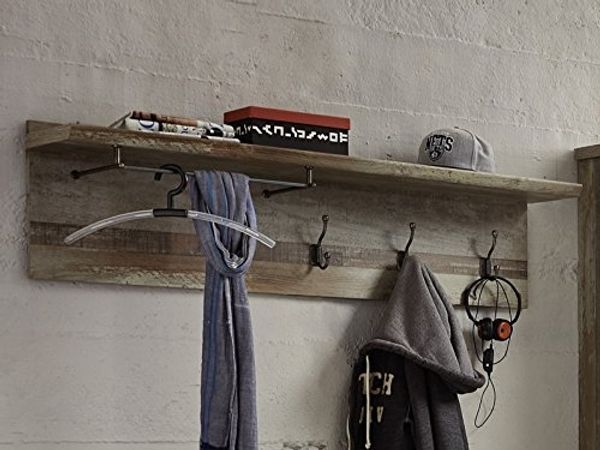 Garderobenpaneel >Britta< in Driftwood Nachbildung - 130x38x28cm (BxHxT)