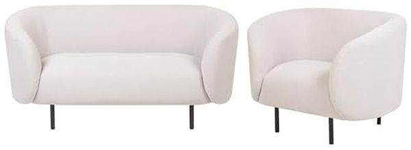 Sofa Set Polsterbezug beige schwarz 3-Sitzer LOEN