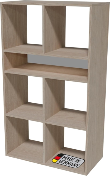 BADEDU WARD Regal 72 cm breit, Braun, 7 Fächer