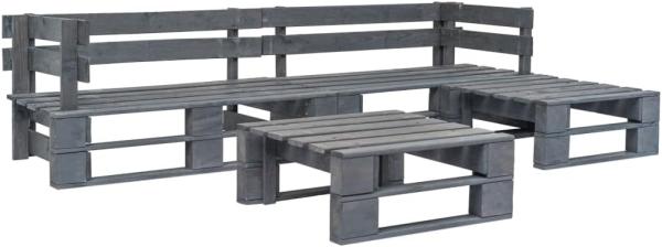 vidaXL 4-tlg. Garten-Sofagarnitur aus Paletten Holz Grau 276316