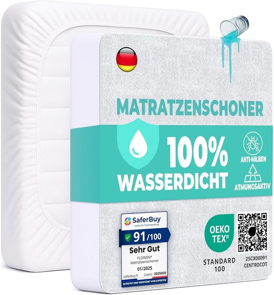 Matratzenschoner 150x200 cm wasserdichte Matratzenauflage Spannbettlaken Nässeschutz aus Baumwolle und Mikrofaser Inkontinenzunterlage Matratzenbezüg Atmungsaktiv für Bett und Matratze Waschbar