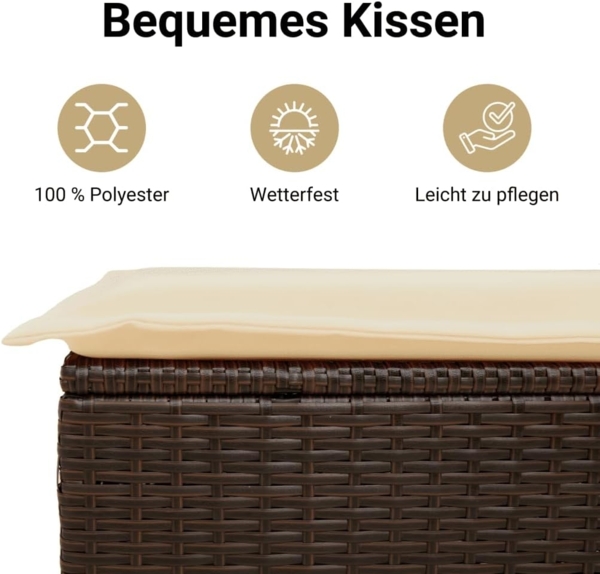 vidaXL 6-tlg. Garten-Sofagarnitur mit Kissen Braun Poly Rattan 3218113 Bild 5