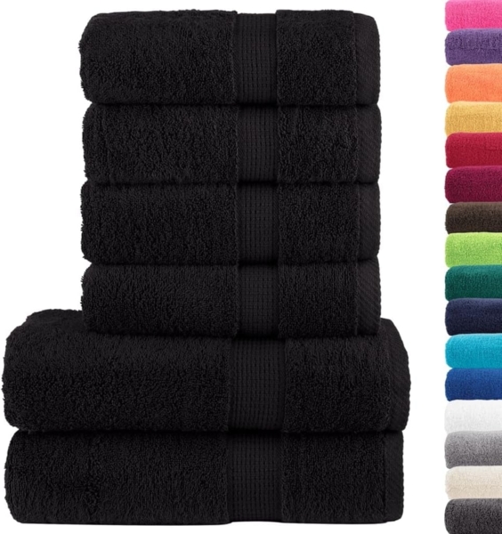 vidaXL 6 tlg. Premium-Handtuch-Set SOLUND Schwarz 600 g/m² 137565