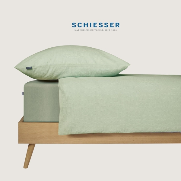 Schiesser Bettwäscheset Laura - Baumwoll Seersucker - 2-teilig - 135 x 200 cm - Hellgrün Bild 6