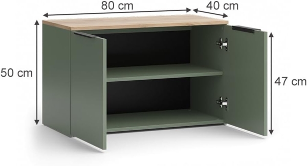 Kommode Wido Grün 80 x 50 cm mit 2 Türen Vicco Bild 3