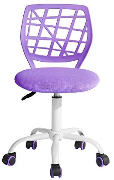 FurnitureR Farbenfroh, modernes Design, Verstellbarer Computersitz, Swivel Armless Desk, Kinder, Study Room Home Office, Stuhl, Lila, Metall, 38,5 x 40 x 75 cm – 87 cm