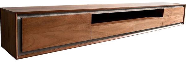 Lowboard Stonegrace 240 cm Akazie Braun 2 Türen 2 Schubladen 1 Fach Steinfurnier Schwebend