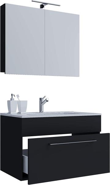 VCM Badmöbel Waschtisch Badinos 914815 Schwarz H. 109 x B. 60 x T. 46 cm