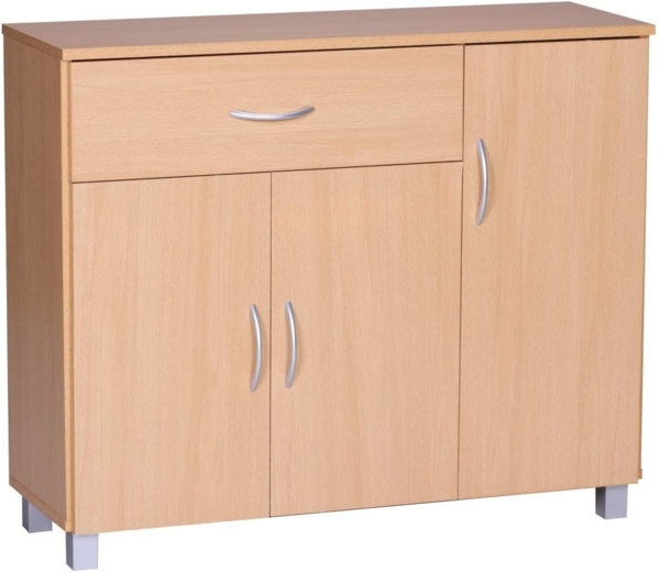 Design Sideboard JERRY 90 x 75 x 30 cm | Schränkchen mit 1 Schublade 3 Türen | Moderne Schlafzimmer Kommode | Anrichte Esszimmer | Schmaler Schuhschrank mit Schublade