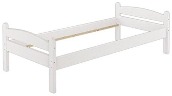 Bettgestell weiß 80x200 Einzelbett Massivholzbett Kiefer Bettrahmen ohne Rollrost 60.32-08 W oR