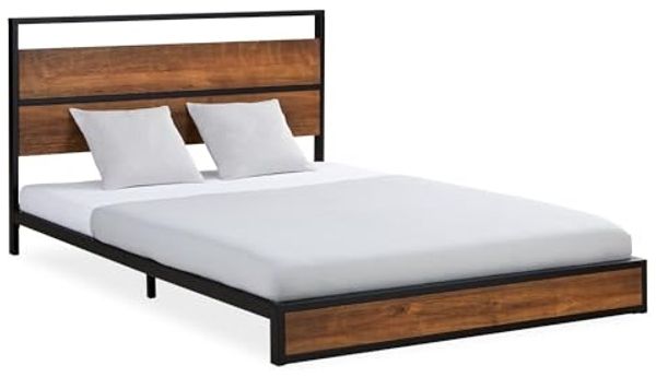Metallbett 140x200 cm Schwarz Doppelbett Holz Braun Futonbett Bett Bettgestell Lattenrost Gästebett Jugendbett