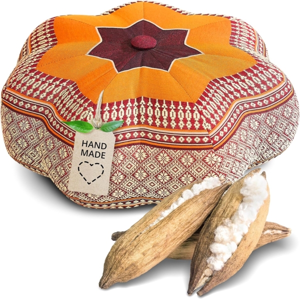 livasia Meditationskissen Zafukissen Stern klein, vegan und handgefertigt, 30x15cm, Kapok