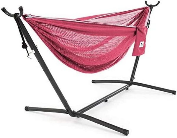 Vivere Rose/Celeste Mesh-Hängematte mit Gestell (250 cm)