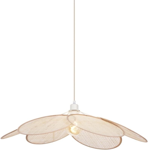 Qazqa Pendelleuchte Aisha, ohne Leuchtmittel, E27, Crème, Japandi, Leinen, 1-flammig