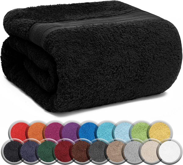 NatureMark SAUNATUCH/Badetuch – Premium Qualität 80x200 cm – Sauna-Handtuch 100% Baumwolle – Farbe: Schwarz
