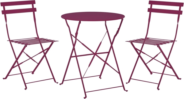 Bistro Set FIORI Metall Burgunderrot