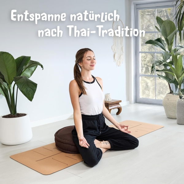 livasia Meditationskissen Zafukissen groß (Basic) vegan und handgefertigt, 46x14cm, Kapok Bild 6