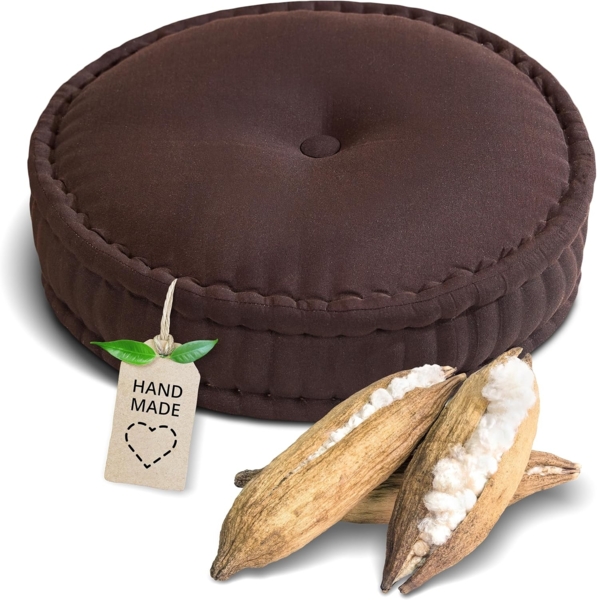 livasia Meditationskissen Zafukissen groß (Basic) vegan und handgefertigt, 46x14cm, Kapok Bild 1