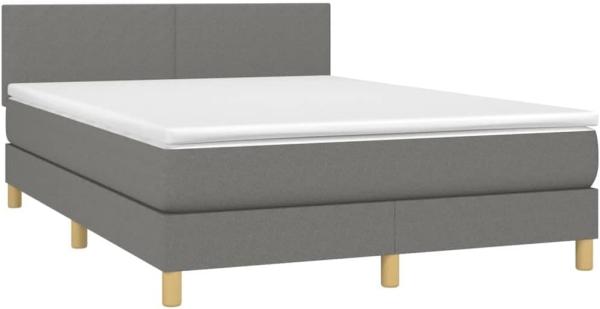 vidaXL Boxspringbett mit Matratze Stoff Dunkelgrau 140 x 200 cm