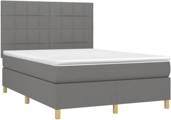 vidaXL Boxspringbett mit Matratze Dunkelgrau 140x200 cm Stoff 3142338