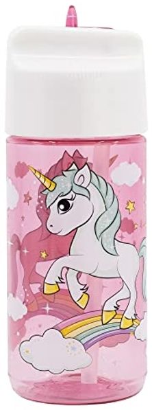 Storline Trinkflasche Unicorn 430 ml mit Klappdeckel für Kinder und Fans