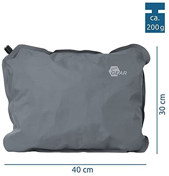 Kopfkissen yourGEAR Reise-Kissen Set - 2x Relax Kopfkissen 40x30cm, weiche Füllung, 8-12 cm variable Höhe komprimierbar aufblasbar Bild 2