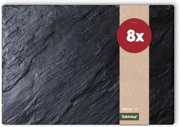 matches21 HOME & HOBBY Platzset Abwaschbare Tischsets 8er Set Schiefer-Optik Stein-Optik, (8-St), Platzsets als Tisch-Untersetzer und Tisch-Deko für Esstisch Teller