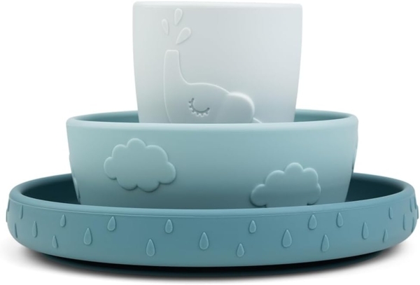 Geschirr-Set Stick&Stay Deer friends Blau