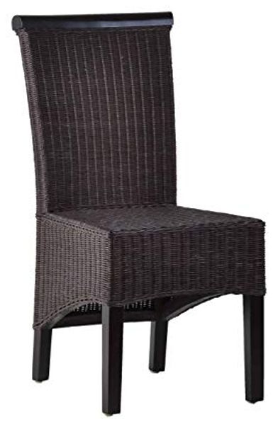 MiaMöbel Rattanstuhl 'Larissa' braun Massivholz, Rattan Mahagoni Modern