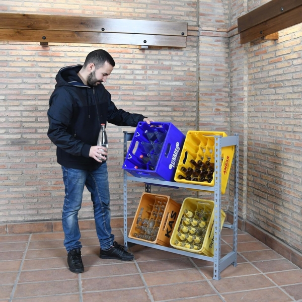 Simonrack Getränkekistenregal, 2 Kästen, Flaschenregal, Getränkekistenhalter, Kistenregal, Blau - Simonbottle Bild 2