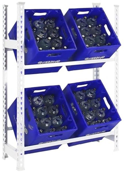 Simonrack Getränkekistenregal, 2 Kästen, Flaschenregal, Getränkekistenhalter, Kistenregal, Blau - Simonbottle