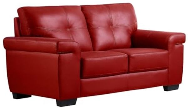 Vente-unique - Ledersofa 2-Sitzer - Rot - HAZEL