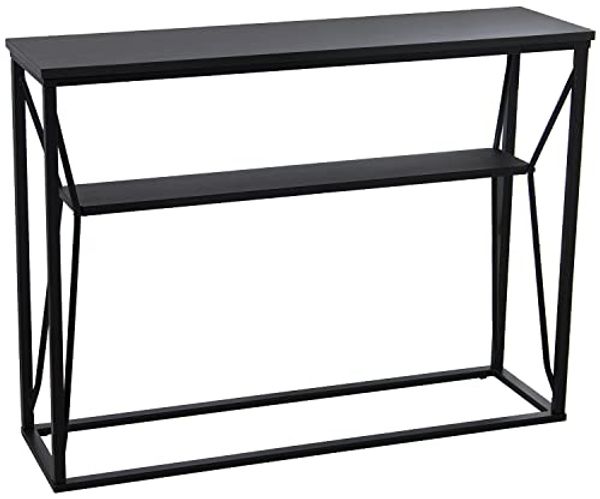 DRW Eingangstisch aus Metall und MDF, Schwarz, 100 x 30 x 75 cm