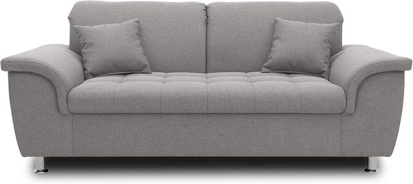 DOMO Collection Sofa Franzi, Sitzer Couch, 2,5er Garnitur mit Nackenfunktion, Polstergarnitur, grau, 210 x 105 x 81 cm