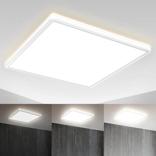 B.K.Licht Deckenleuchte LED Deckenlampe Backlight 4.000K 3.000lm - BKL1313, LED fest integriert, Neutralweiß, Panel Ultra Flach 420x420x29mm 22W Memoryfunktion Weiß