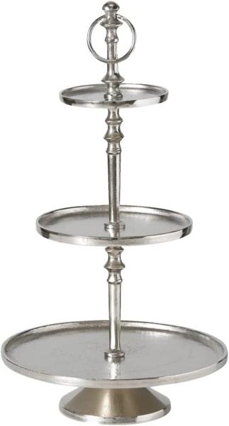 BOLTZE Etagere Newport, Silber, aus Aluminium, 3-stöckig, Dekoteller, Serviergeschirr