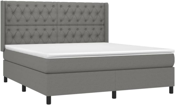 vidaXL Boxspringbett mit Matratze Dunkelgrau 160x200 cm Stoff, Härtegrad: H2 [3131682]