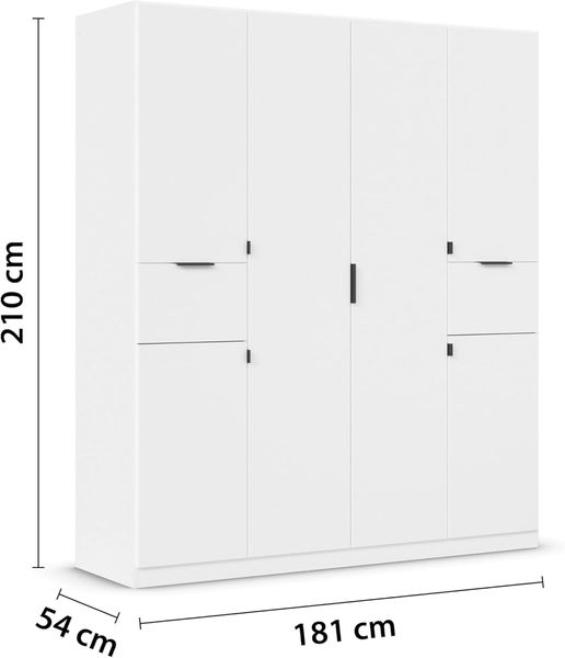 rauch Drehtürenschrank Kleiderschrank Schrank Garderobe Wäscheschrank TICAO mit 2 Schubladen die in der Höhe variabel positioniert werden können MADE IN GERMANY Bild 3