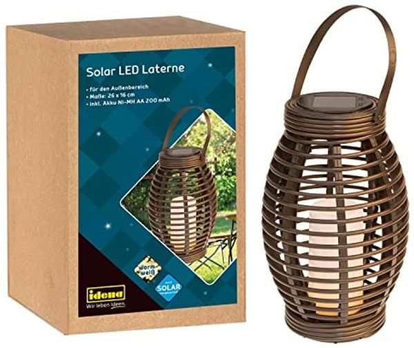 Idena LED Solarleuchte Idena 31243 - LED Laterne mit LED Kerze in Warmweiß, Gartenlaterne