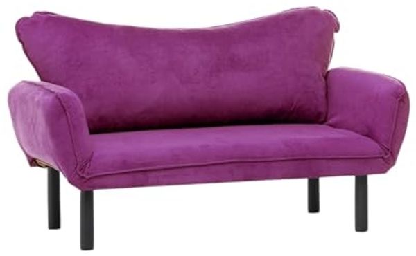 Dmora - 2-Sitzer SchlafsofaAsterope, Verwandelbares Sofa, Lineare Stoffstruktur, Schlafsessel mit Stauraum, 140x65 h70 cm, Lila Bild 3