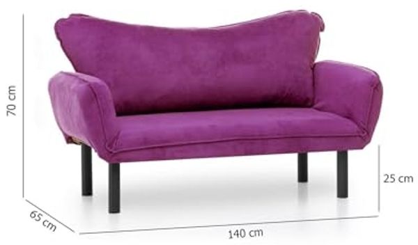 Dmora - 2-Sitzer SchlafsofaAsterope, Verwandelbares Sofa, Lineare Stoffstruktur, Schlafsessel mit Stauraum, 140x65 h70 cm, Lila Bild 2